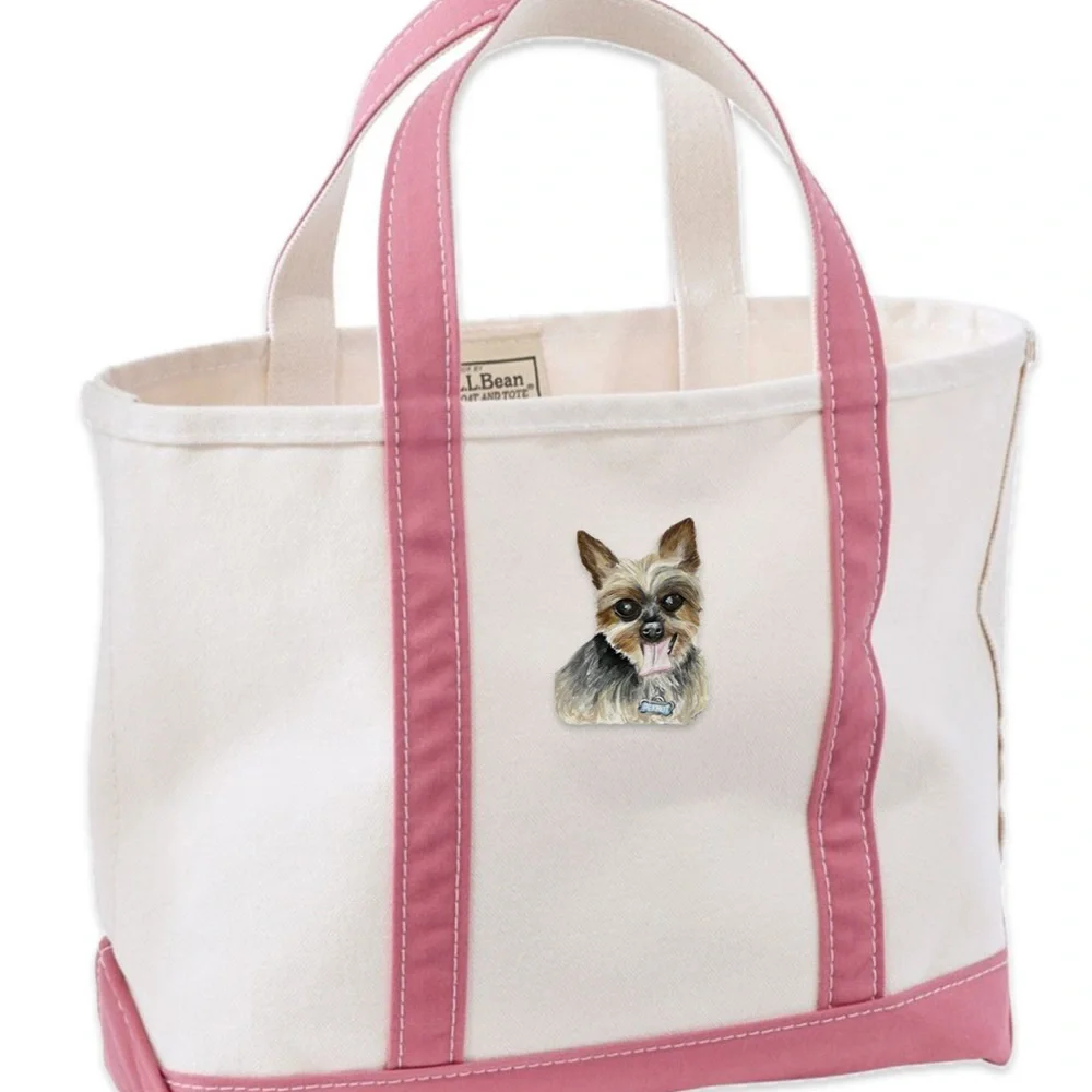 Custom Hand Painted L.L. Bean Dog Pet Portrait Tote
